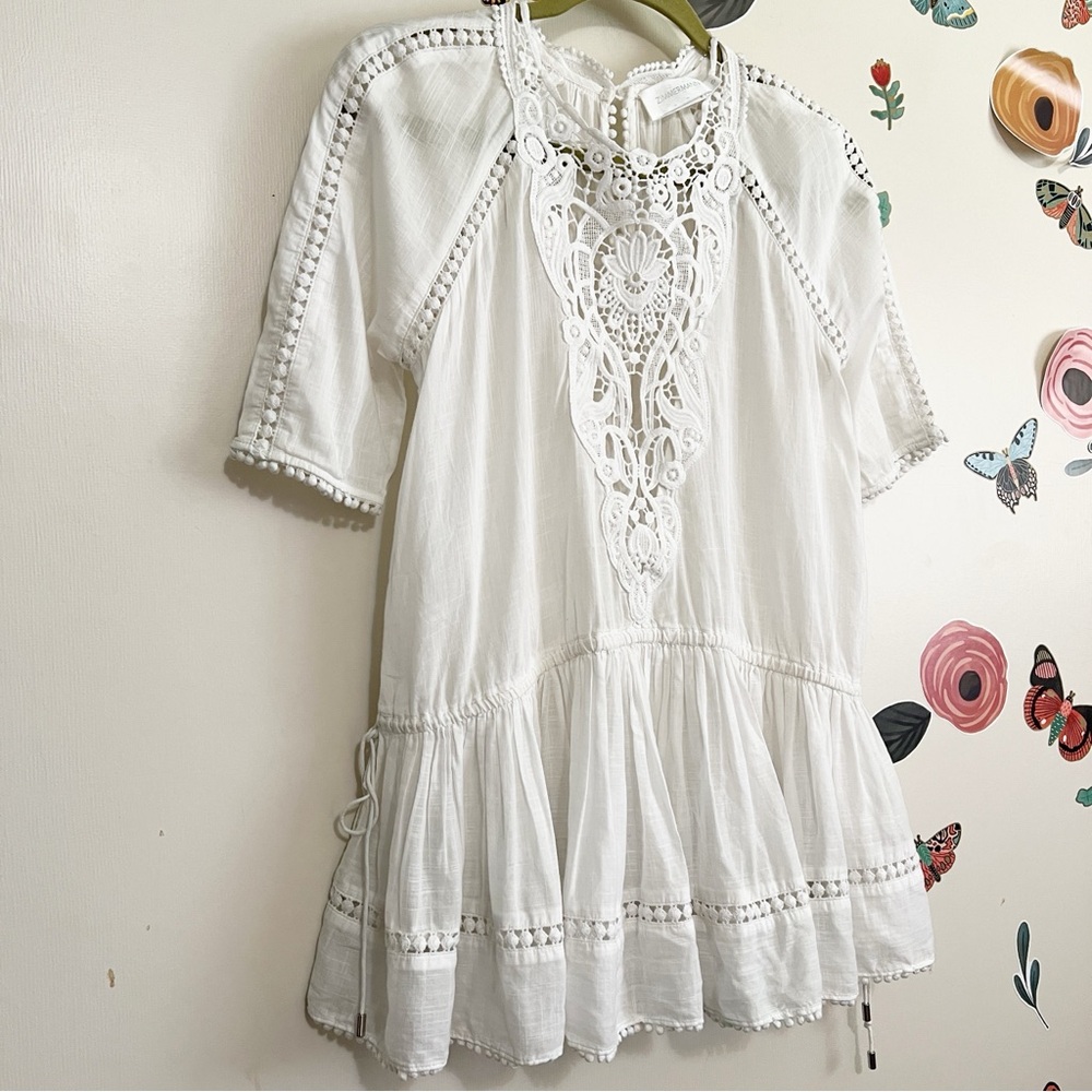Zimmermann White Cotton Lace-Trim Peplum Blouse - Picture 3 of 8